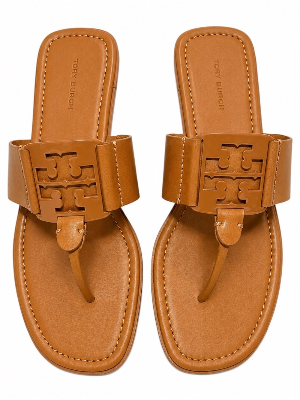 NEW Tory Burch Georgia Sandals Bourbon Calf Leather 157449 Size 8 - Picture 1 of 8